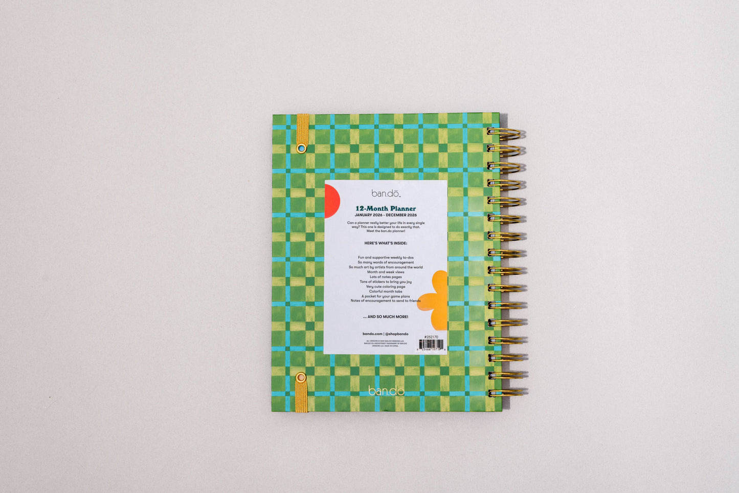 Agenda mensuel 12 mois ''vert vichy'' - Ban.do