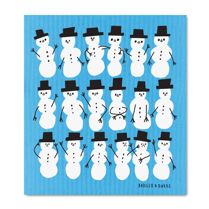 Essuie-Tout reutilisable Holiday Snowmen Sponge Cloth - Badger & Burke