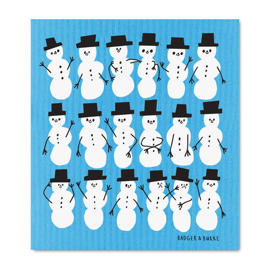 Essuie-Tout reutilisable Holiday Snowmen Sponge Cloth - Badger & Burke