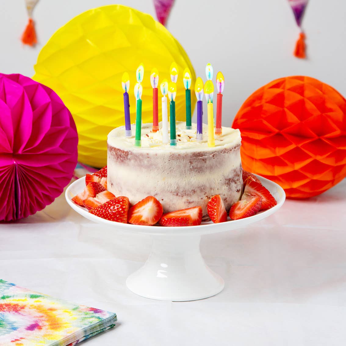 Bougies d'anniversaire Flammes colorées - Paquet de 12