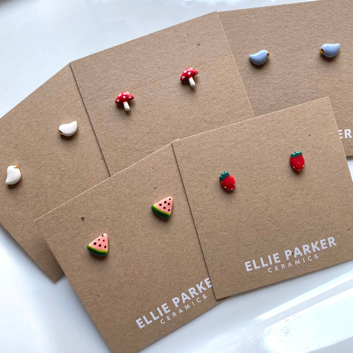 Boucles en céramiques champignons - Ellie Parker Ceramics