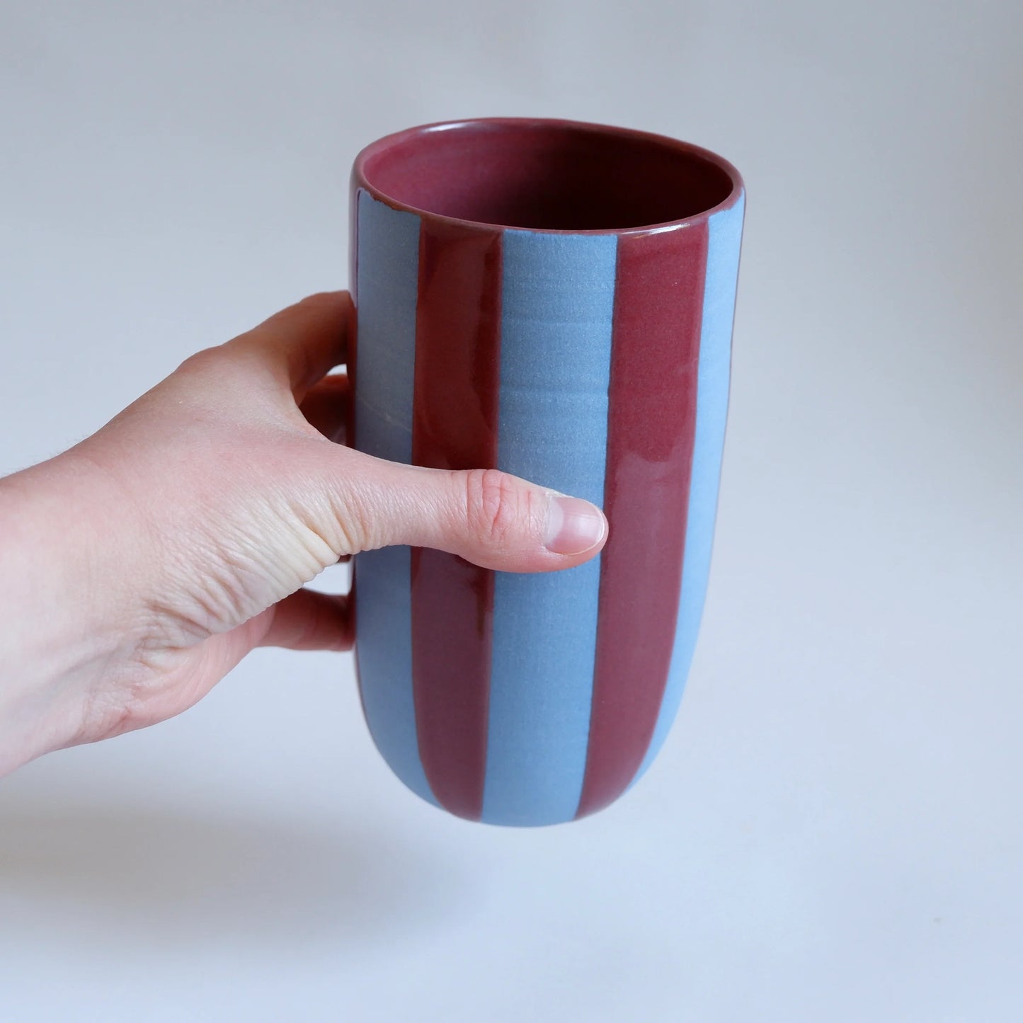 Grande Tasse céramique à Emporter Stripes couvercle bleu - Amphora