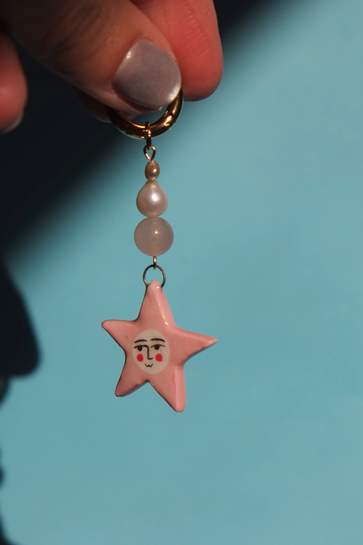 Boucles en Porcelaine Étoile ''Pink Aurora'' - Glaze Days