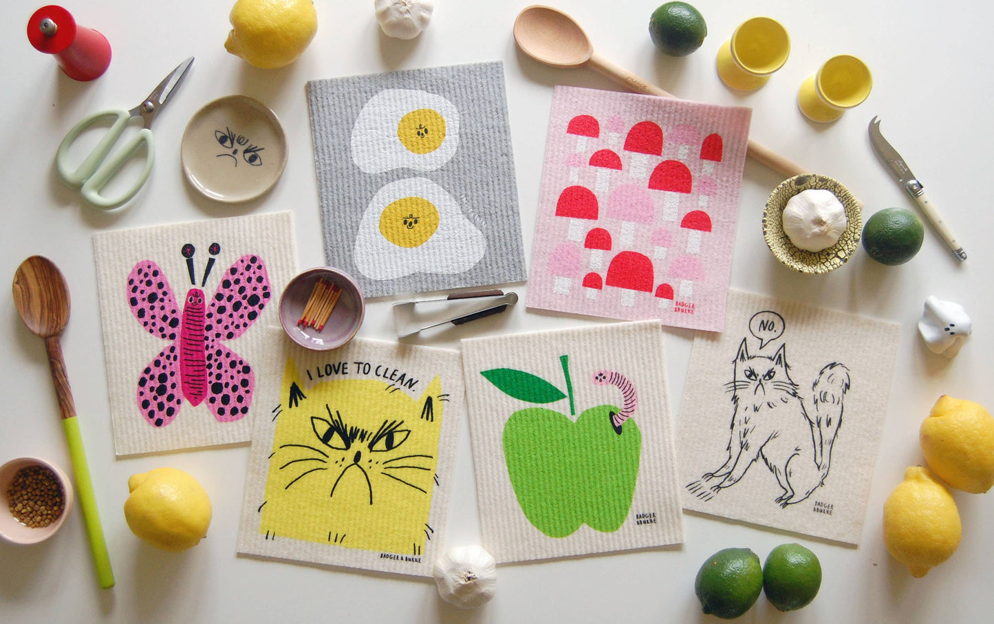 Essuie-Tout reutilisable  Apple + Worm Sponge Cloth - Badger & Burke