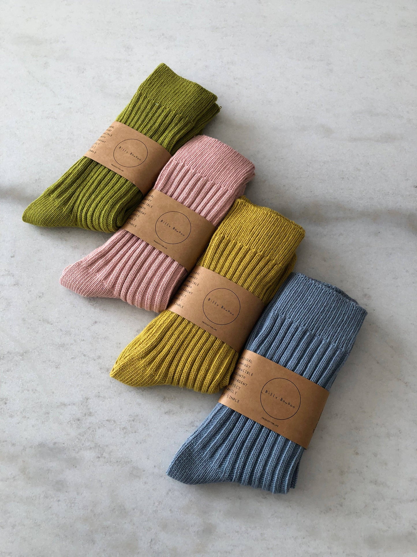 Chaussettes hautes en coton côtelé - Ribbed Cotton High Socks - Billy Bamboo