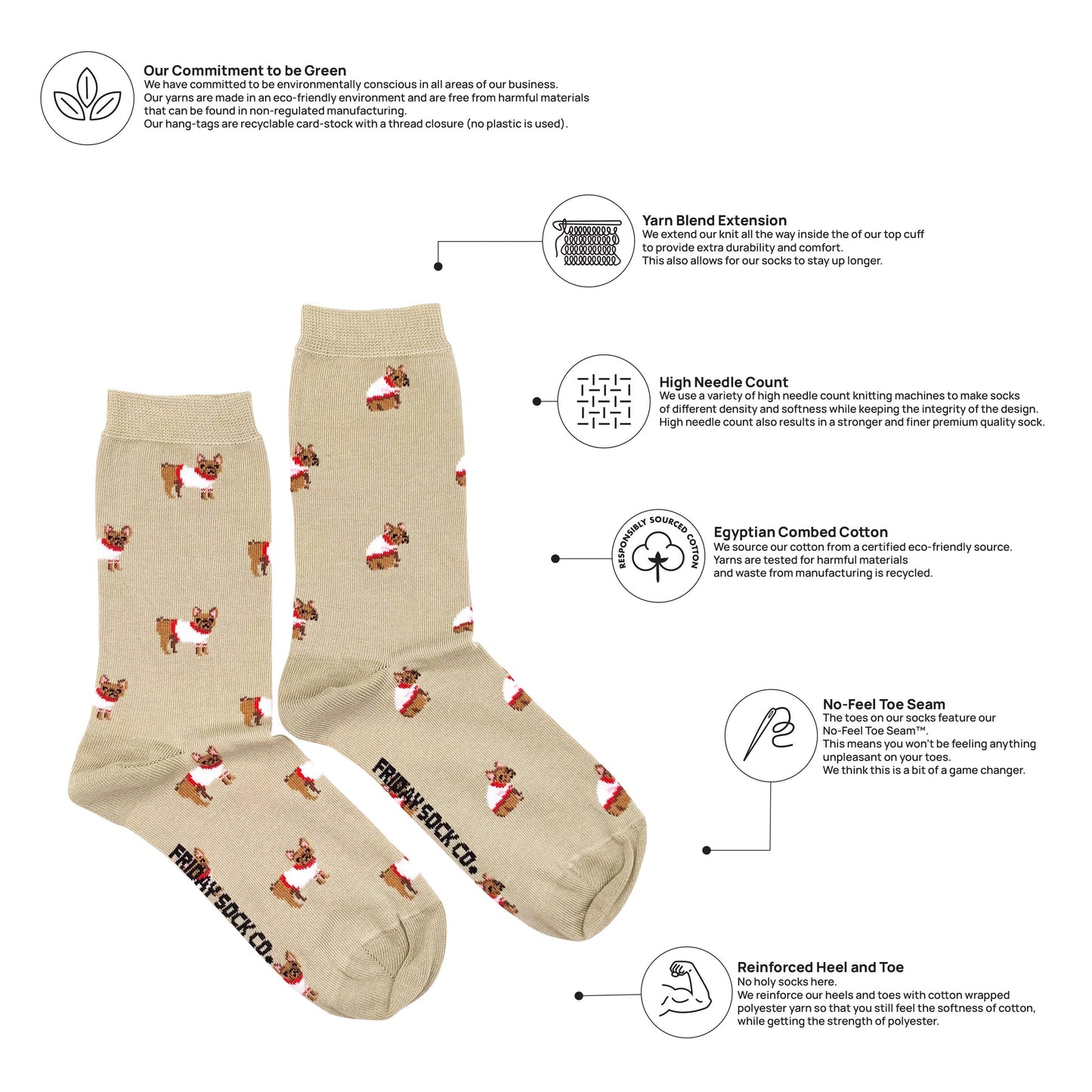 Chaussette 'French Bulldog' Socks - Friday Sock Co.