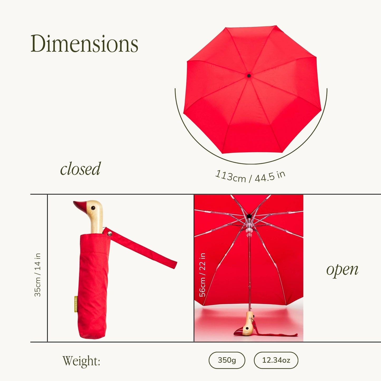 Parapluie Rouge Red Umbrella - Original Duckhead