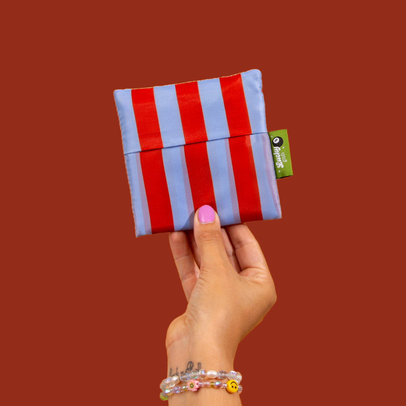 Sac pliable en Nylon Rayures Blue & Maroon - Lucky Goods