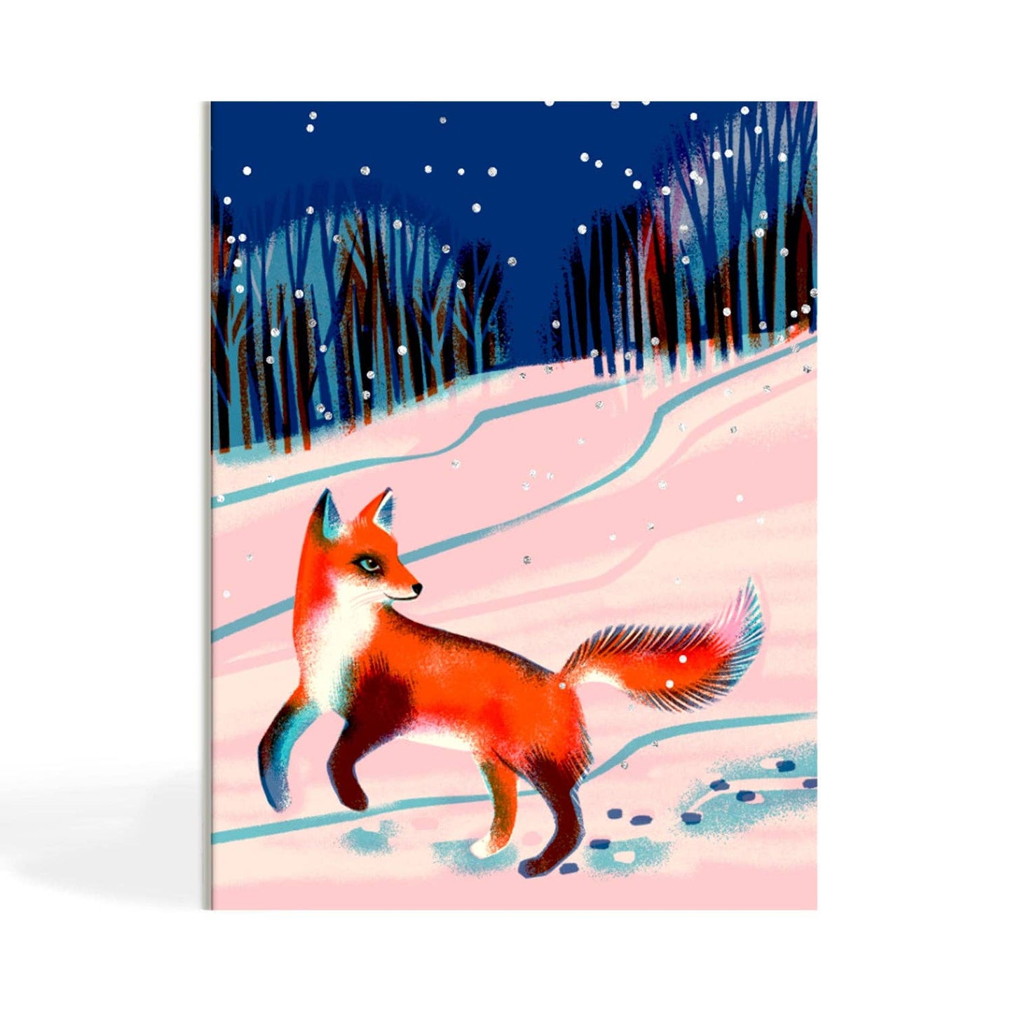 Carte de souhaits Renard Hiver -Halfpenny Postage