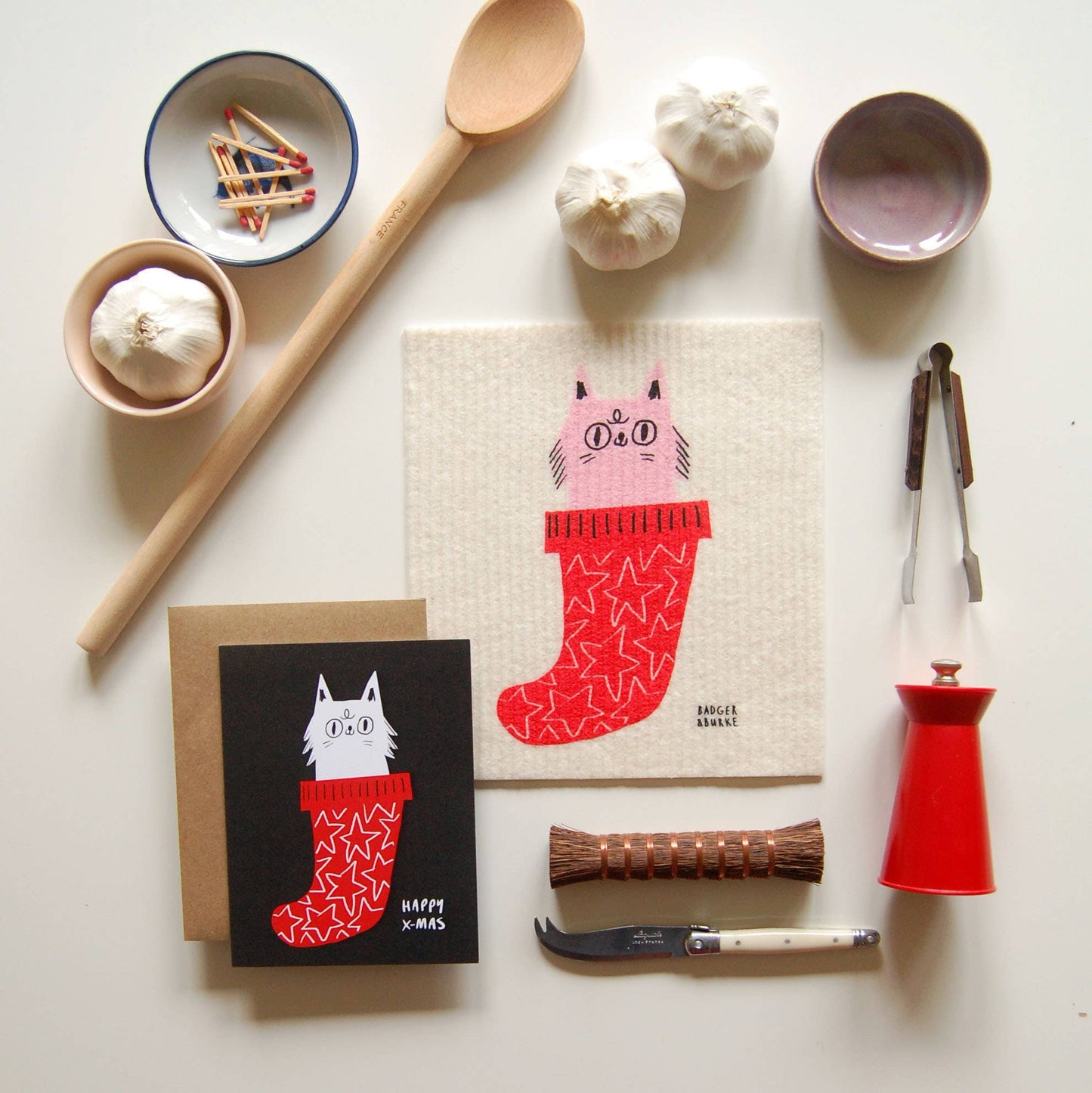 Essuie-Tout reutilisable Stocking Kitty Sponge Cloth - Badger & Burke