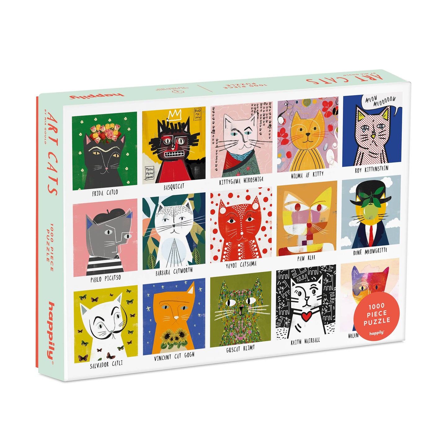Art Cats by Nia Gould - Casse-tête 1,000 pièces premium puzzle - Happily Puzzles