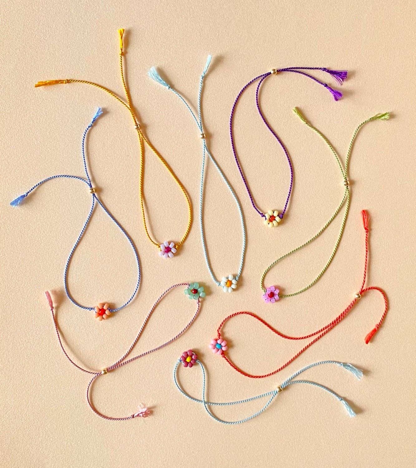 Bracelet Tiny Flower - lilac & sunflower yellow - SAN SAN