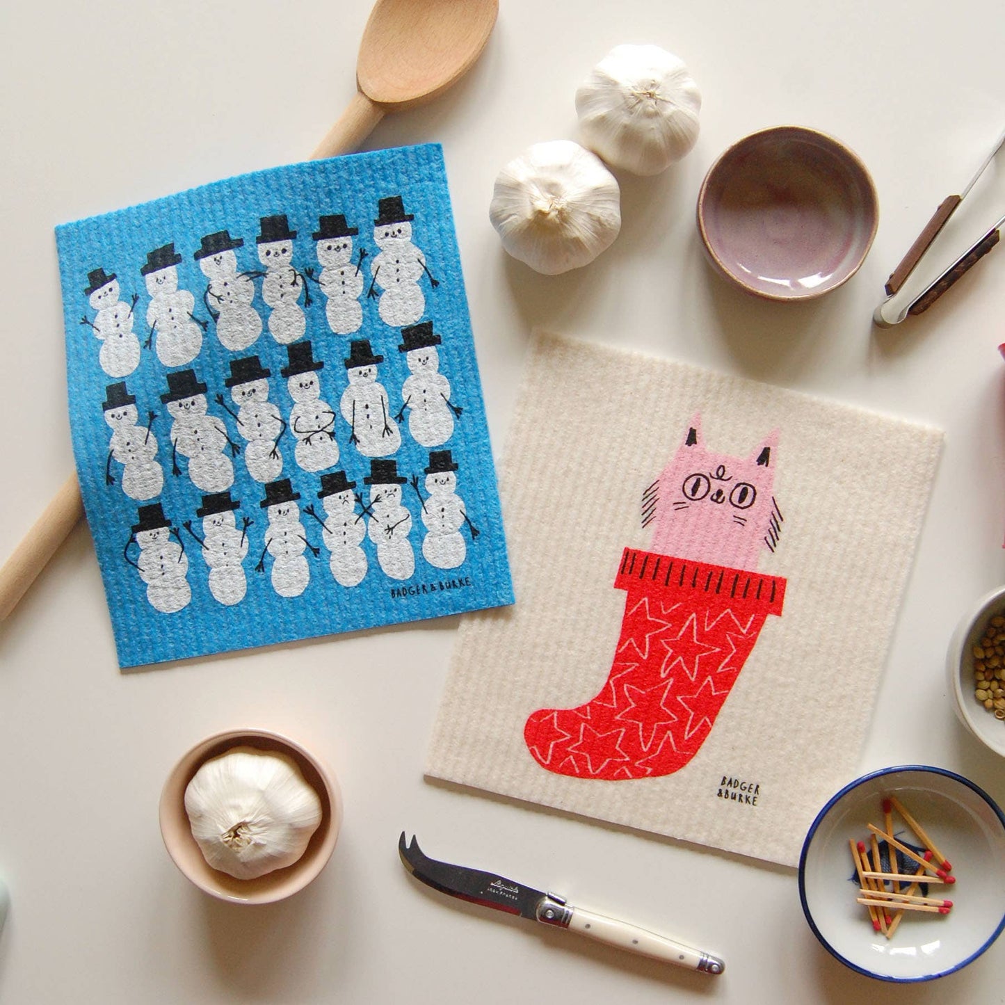 Essuie-Tout reutilisable Stocking Kitty Sponge Cloth - Badger & Burke
