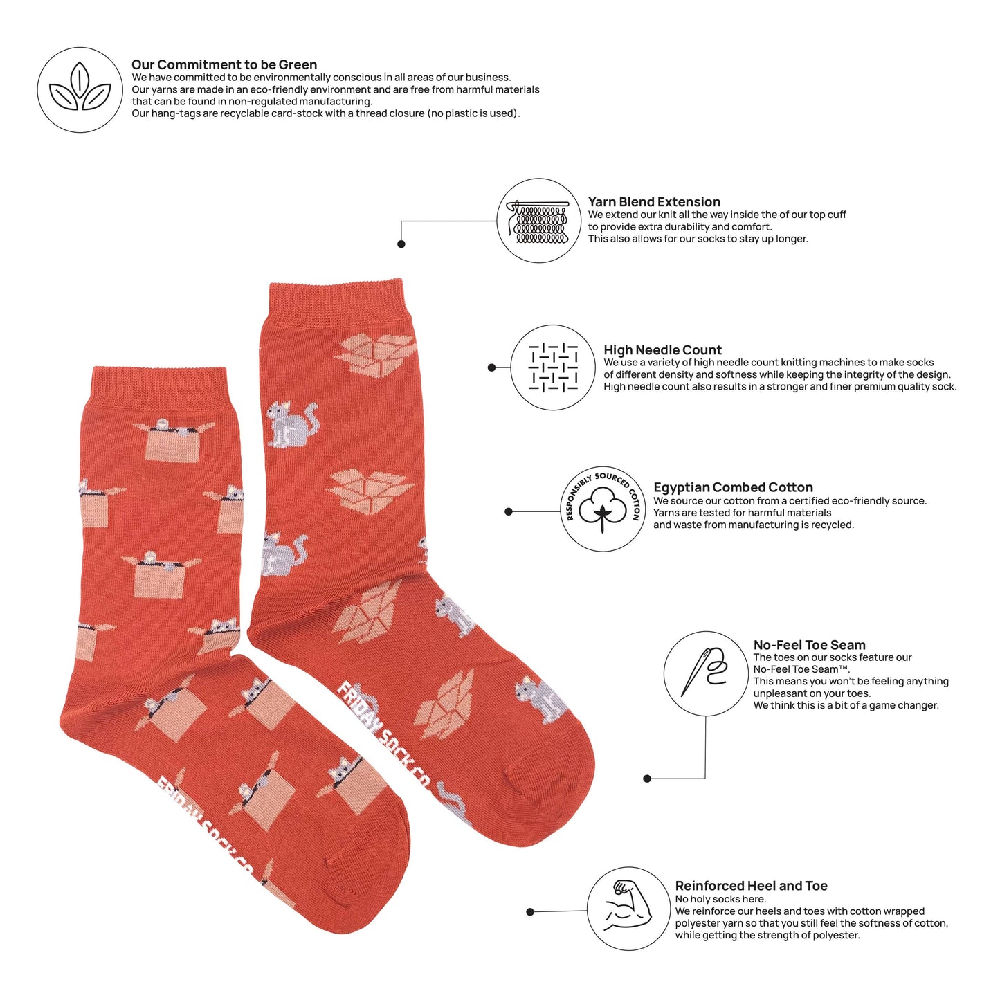 Chaussette 'Cat & Box' Socks - Friday Sock Co.