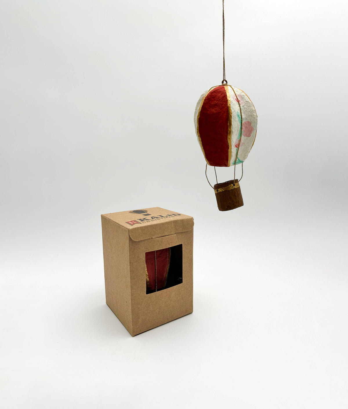 3 - Ornement Mongolfiere Bordeaux coton mache - Kalid