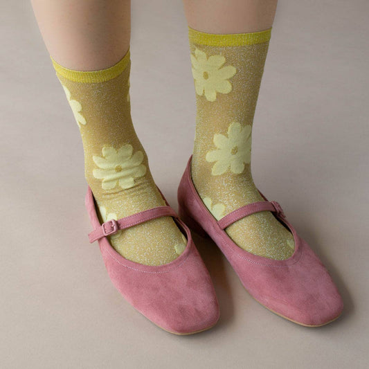Chaussette ''Vintage Glitter Flower'' socks - Tiepology