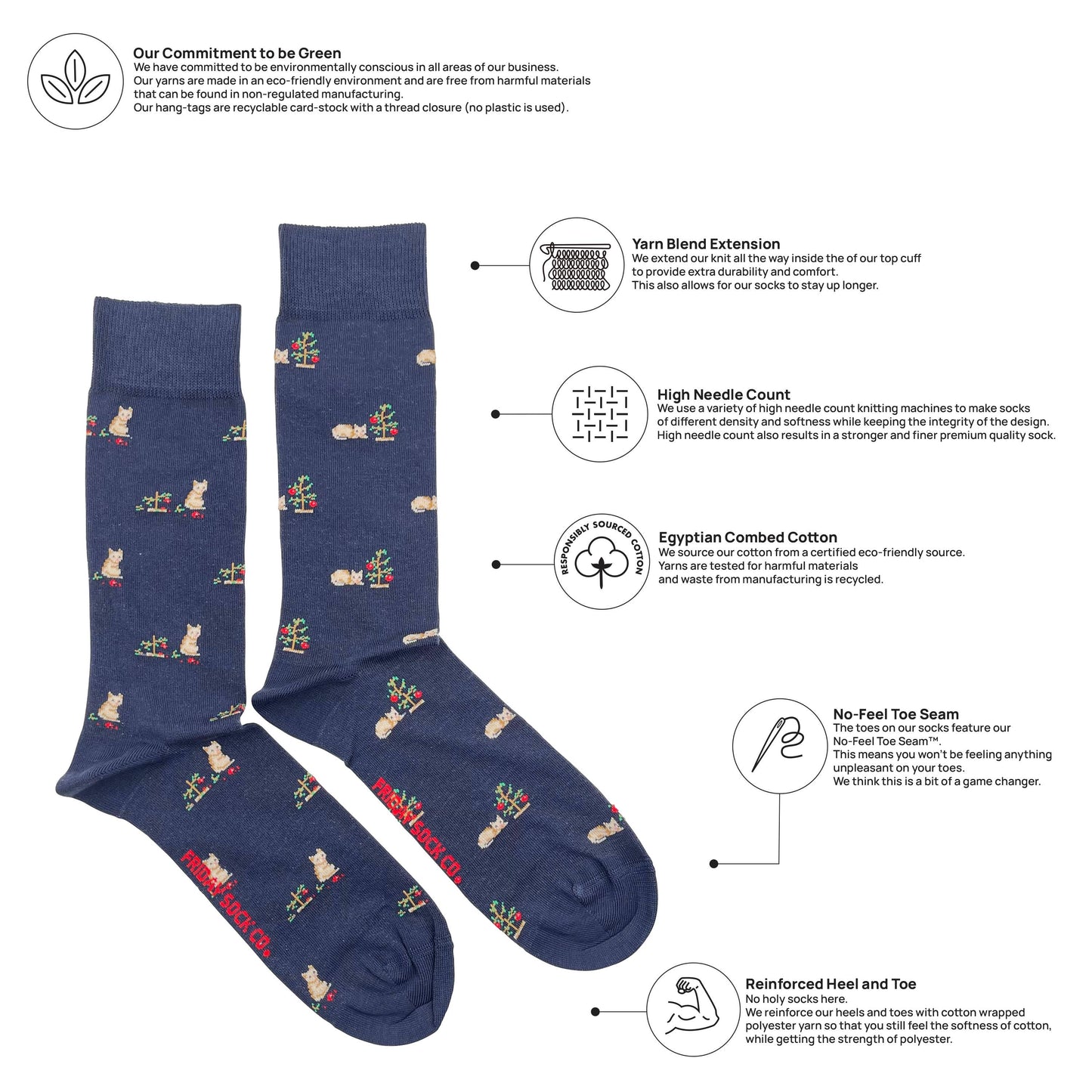 Chaussette homme 'Cat & Christmas Tree' socks - Friday Sock Co.