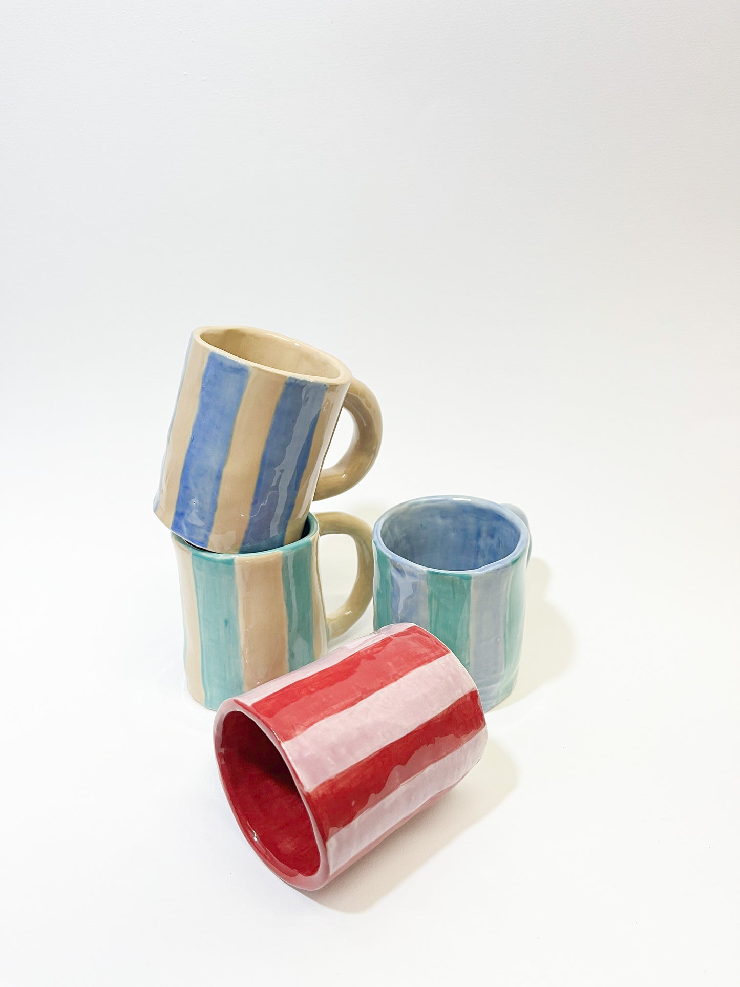 Collection Tasses Cappuccino Rayées - Dans le Jardin