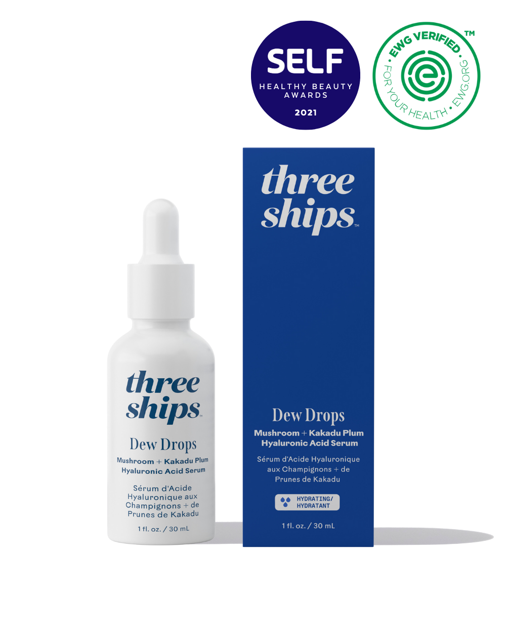 Dew Drops Sérum d'acide hyaluronique aux champignon + prune Kakadu - Three Ships