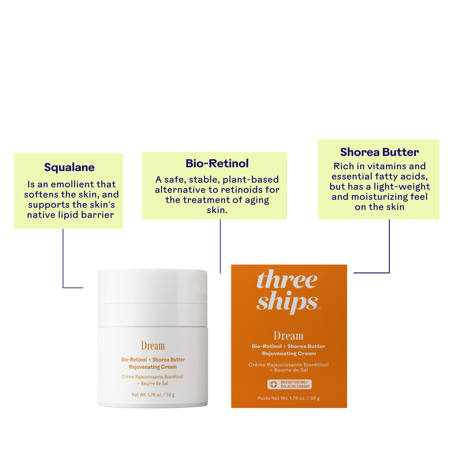 Crème rajeunissante Dream Bio-Rétinol + beurre de Shorea - Three Ships
