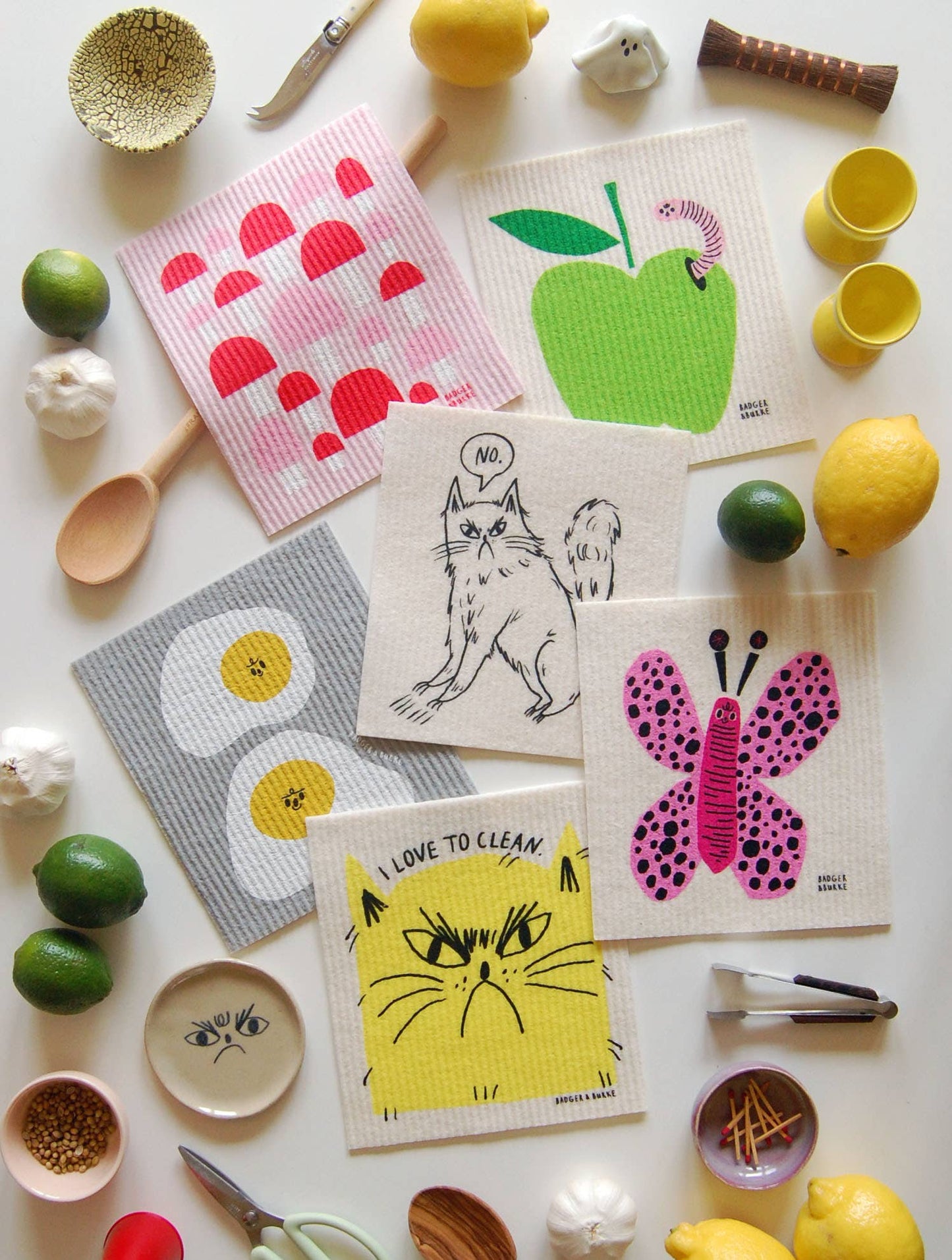 Essuie-Tout reutilisable "I Love to Clean" Sponge Cloth - Badger & Burke