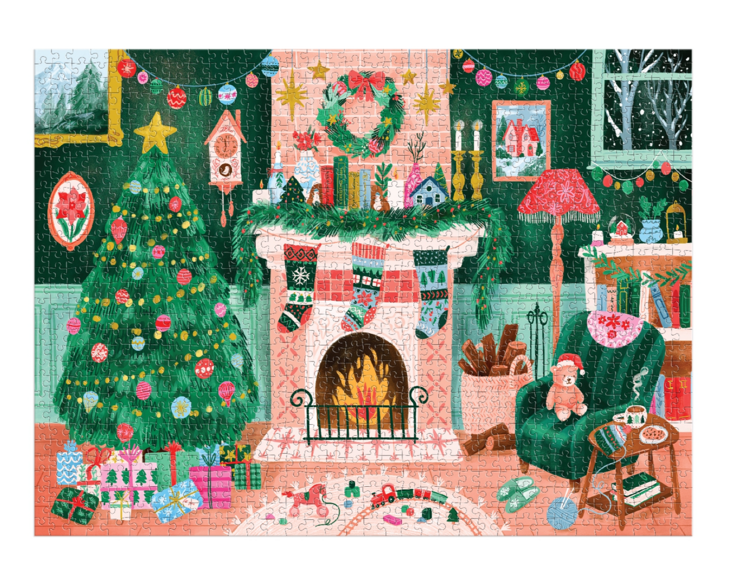 Casse-tête 1000 pièces 'Cozy by the fireplace' puzzle - Galison