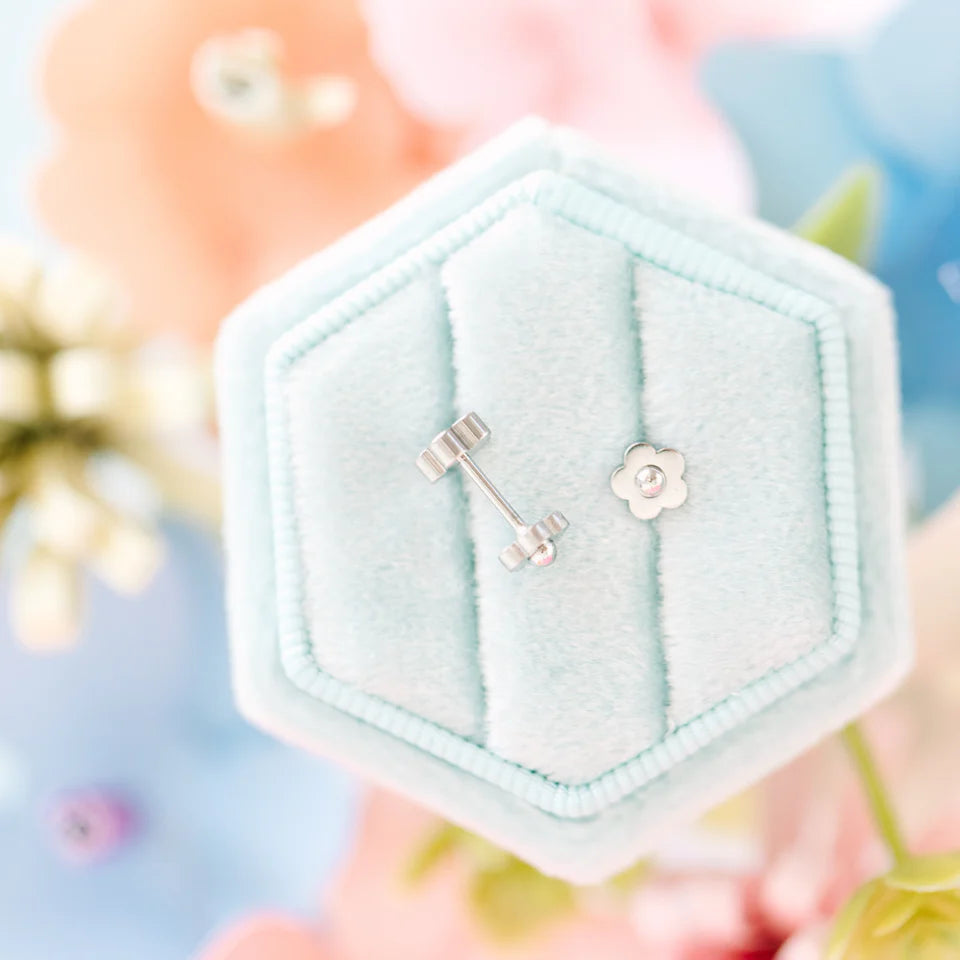 Boucles petites fleurs argent - Pierced Co