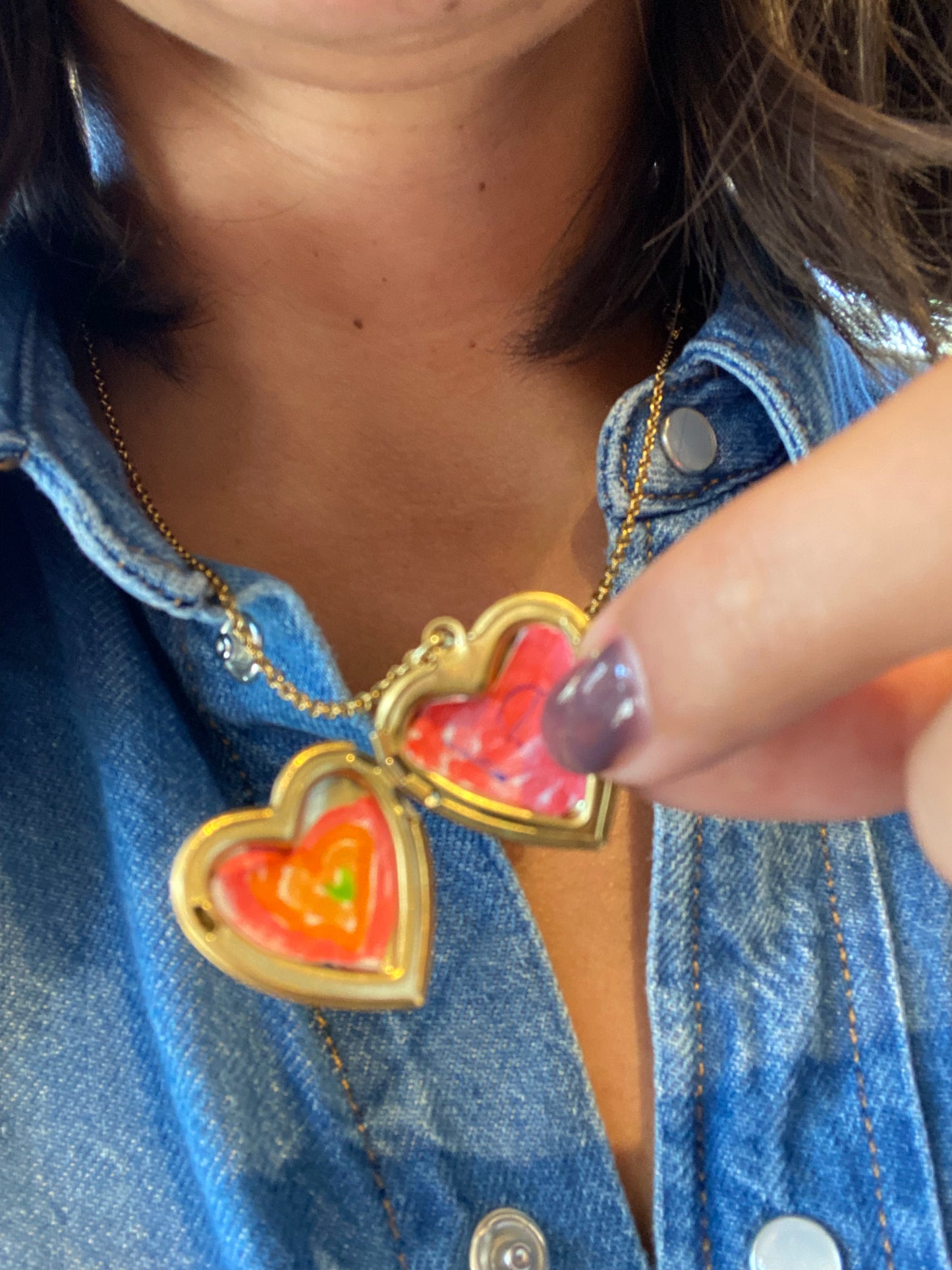 Collier cœur médaillon à ouvrir loquet pour photo ou dessins ❤️