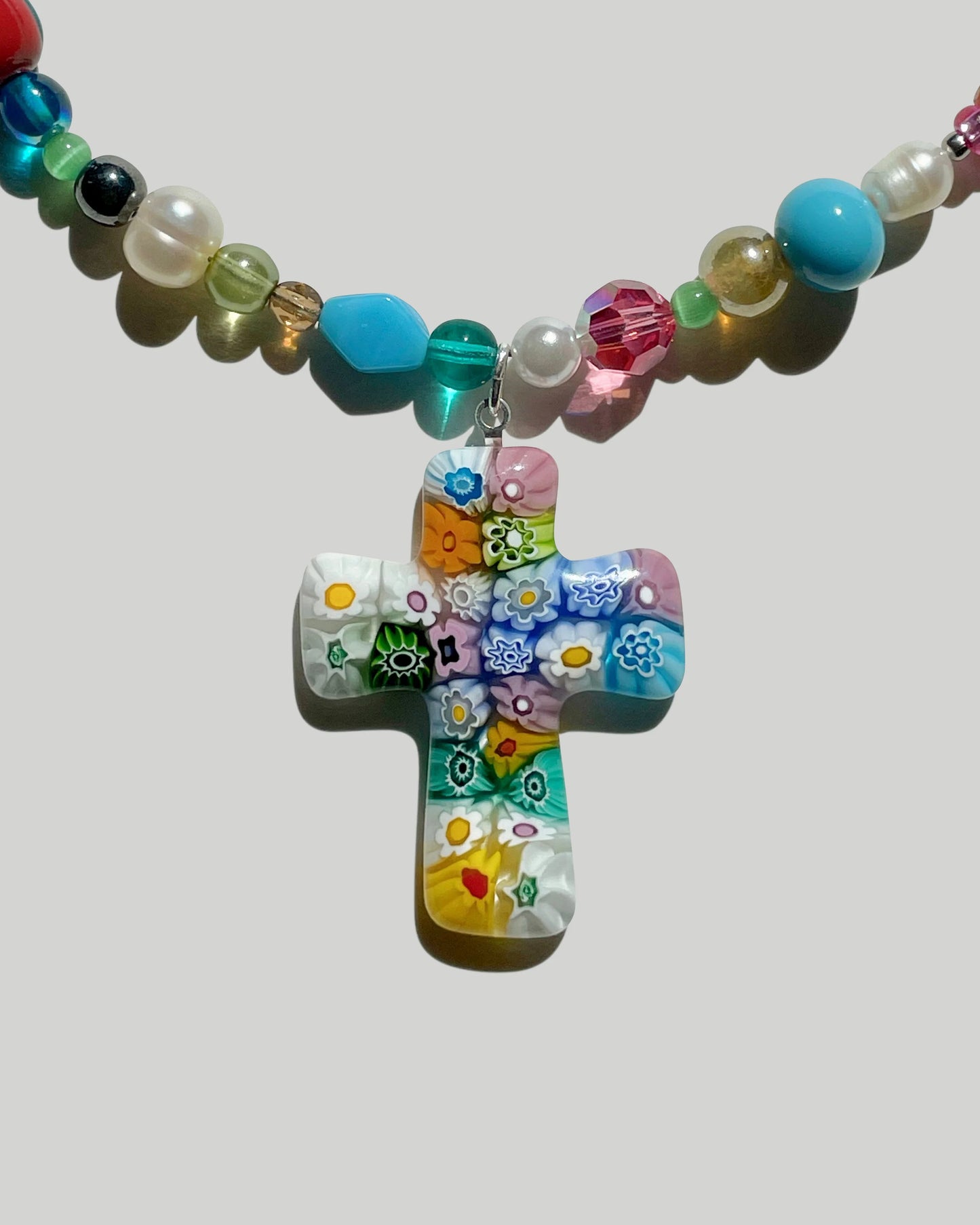 BIG Millefiori Cross Choker - Karo Koru