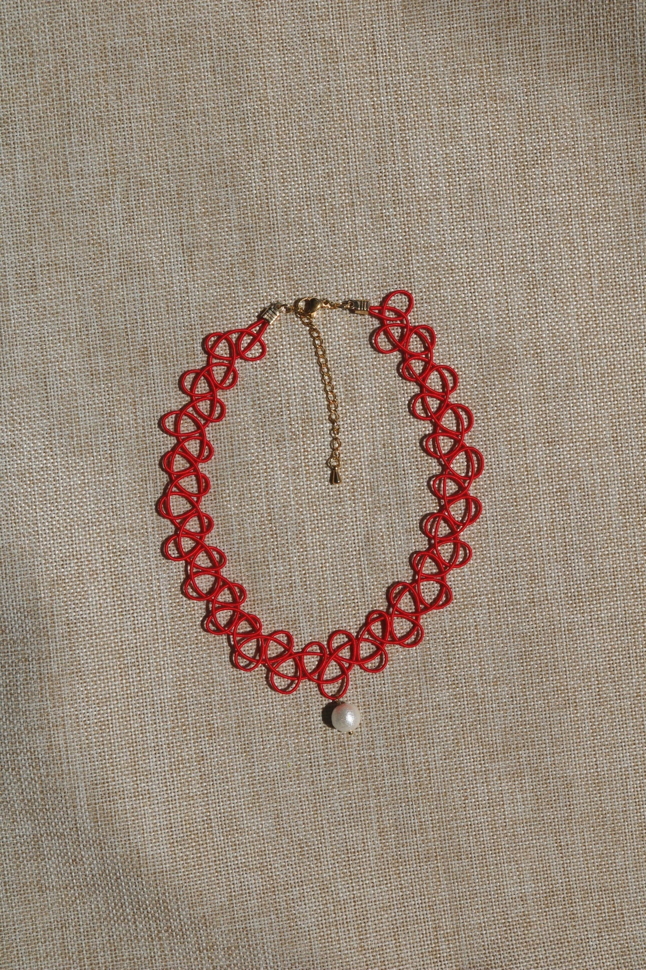 Collier L. Mizuhiki Japanese Cotton Pearl Choker -  STUDIO MURURU