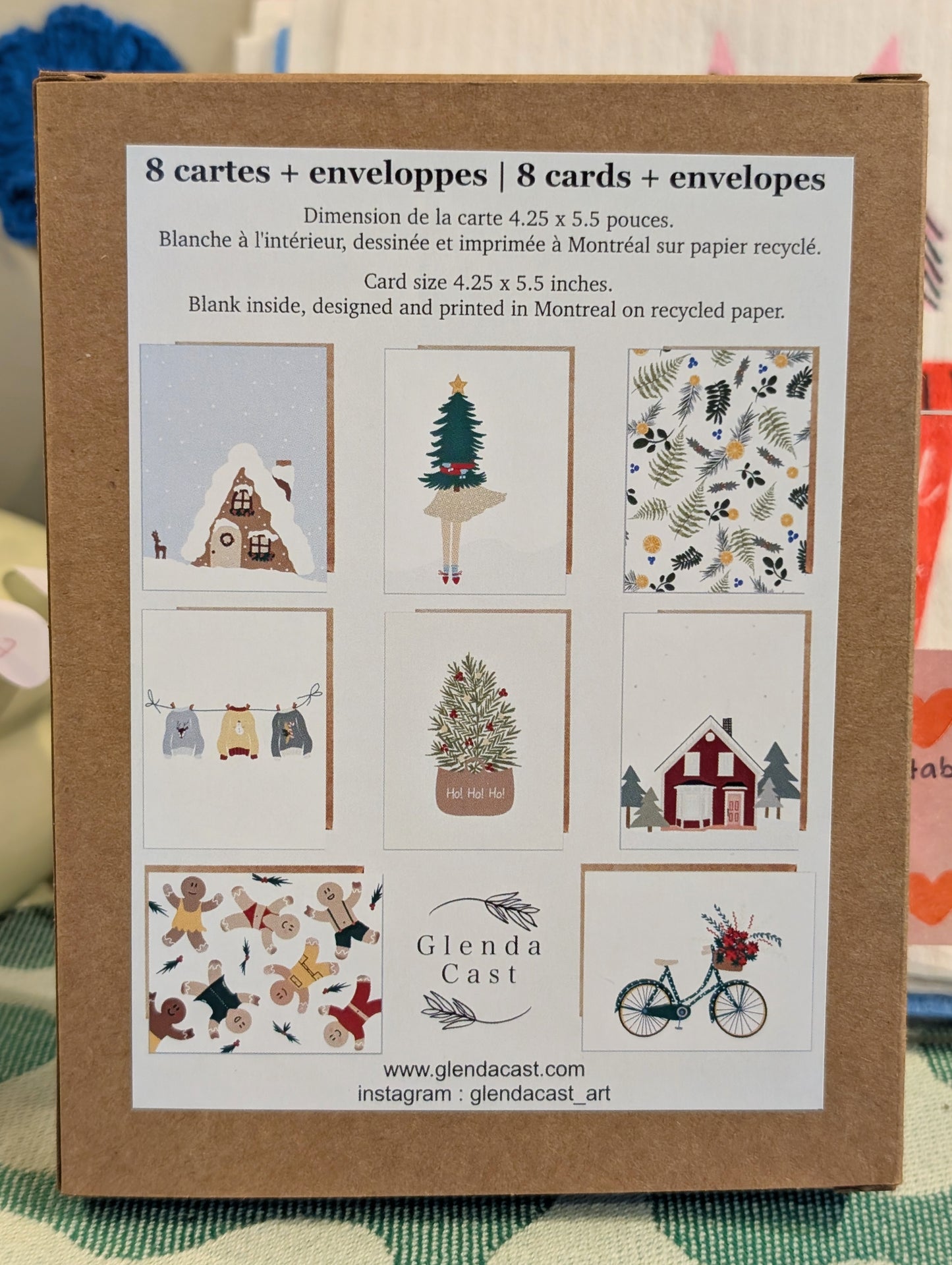 Paquet 8 cartes de Noel - Glenda Cast