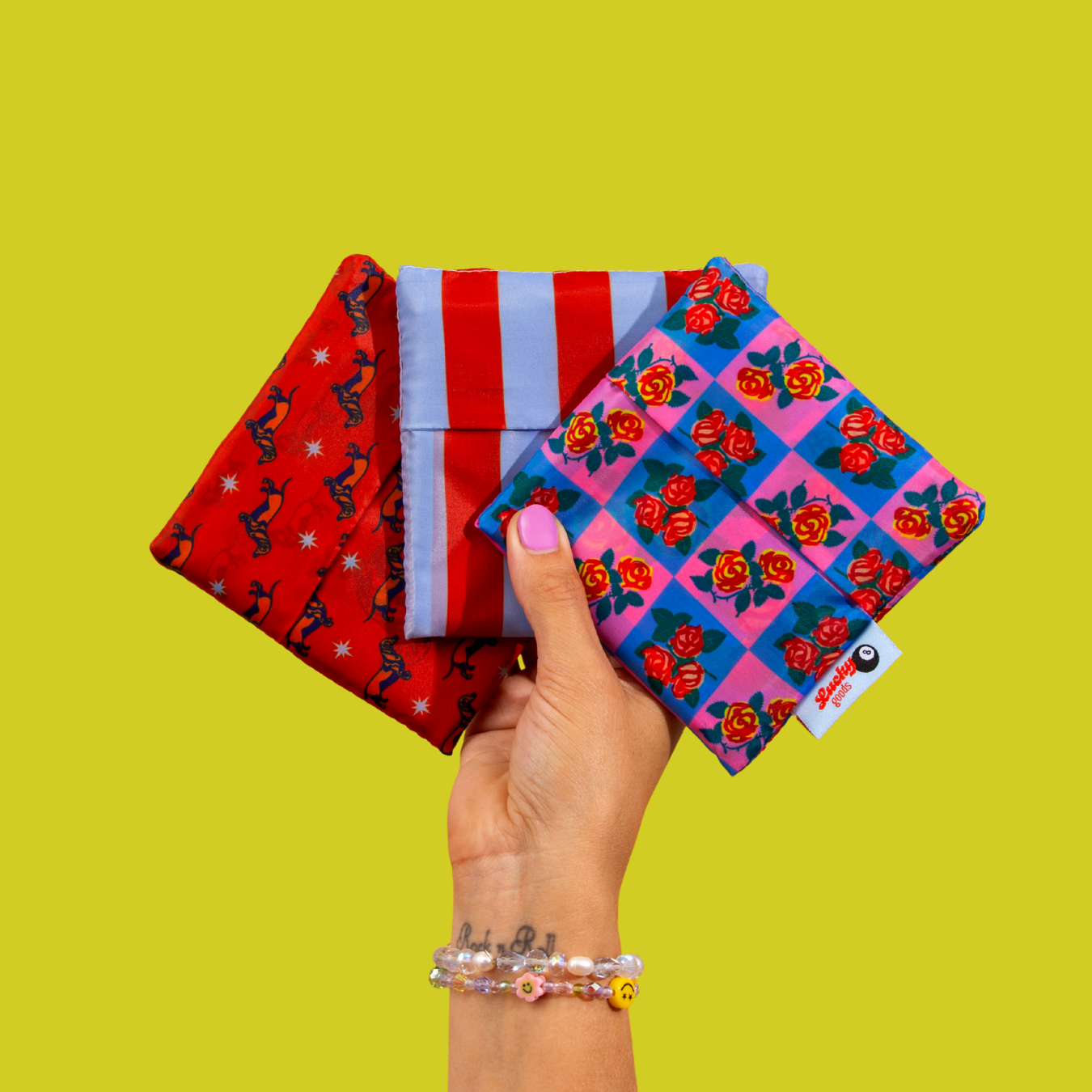 Sac pliable en Nylon Rayures Blue & Maroon - Lucky Goods