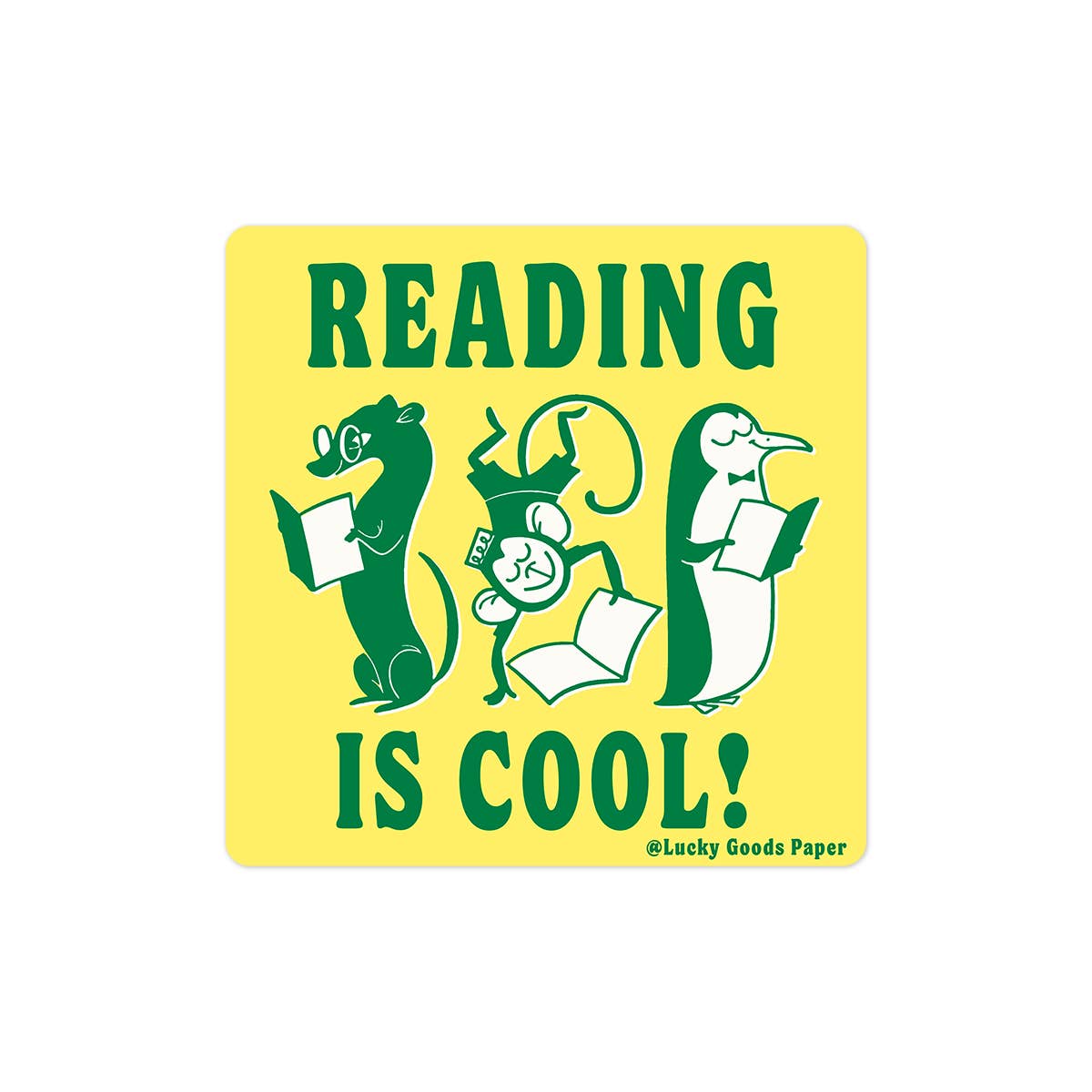 Autocollant "Reading is Cool" Matte Vinyl Sticker - Lucky Goods Paper