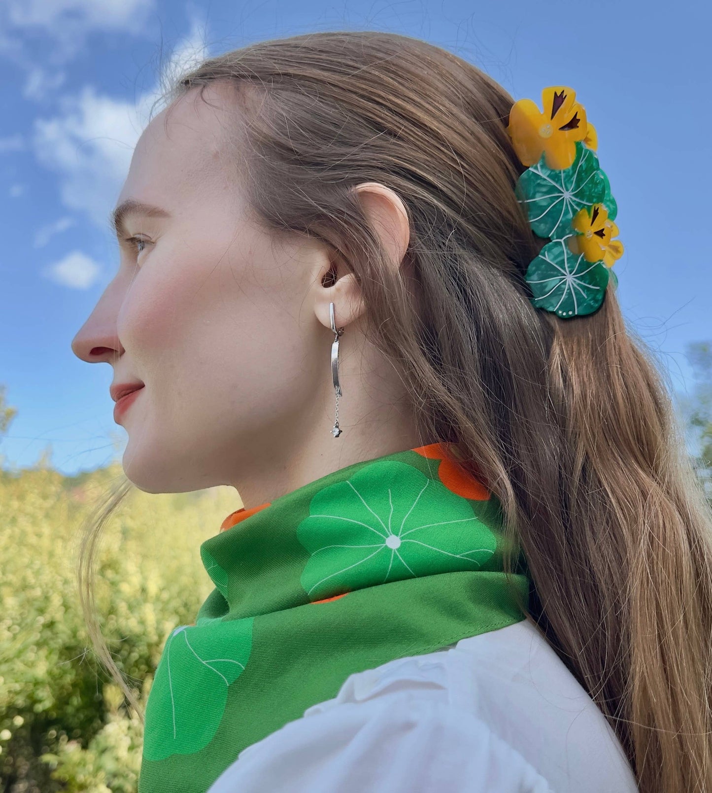 Foulard en coton 'NASTURTION GARDEN' cotton Silk Bandana - Centinelle