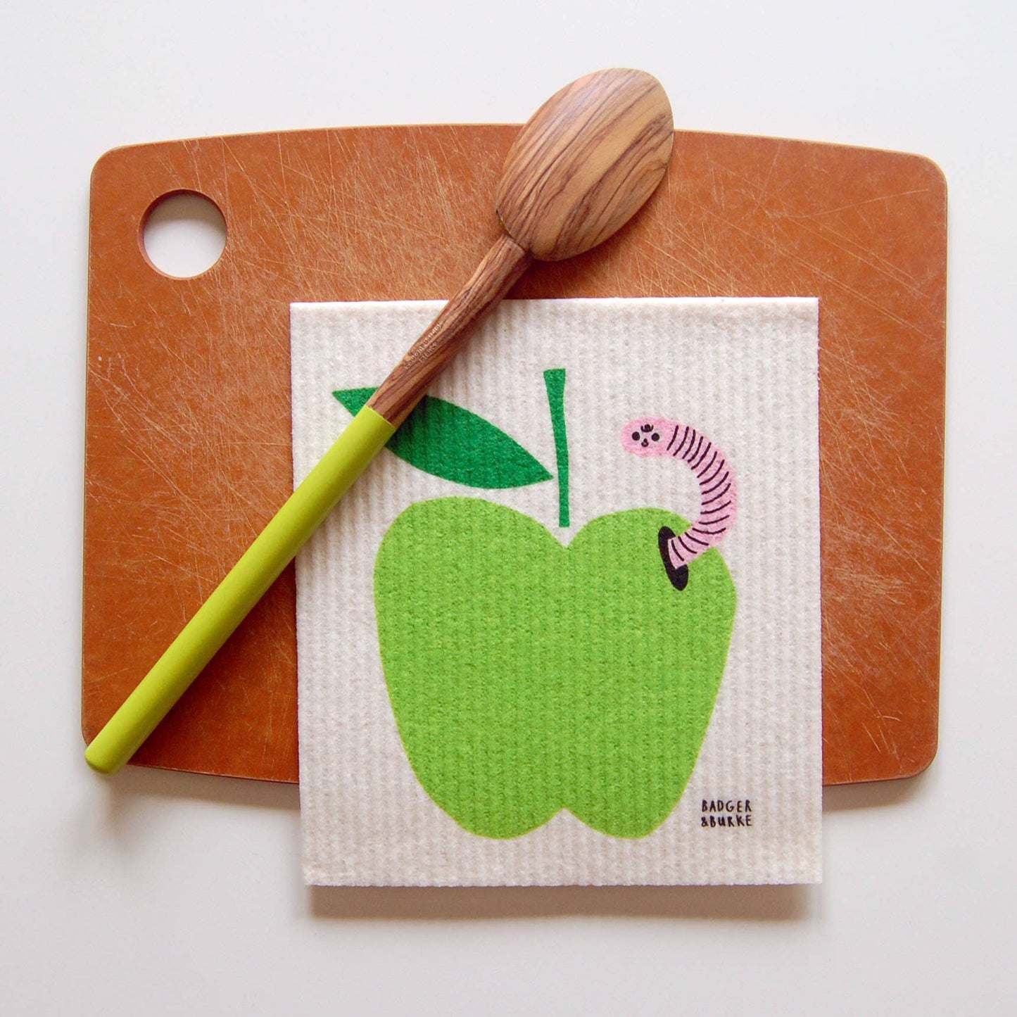 Essuie-Tout reutilisable  Apple + Worm Sponge Cloth - Badger & Burke