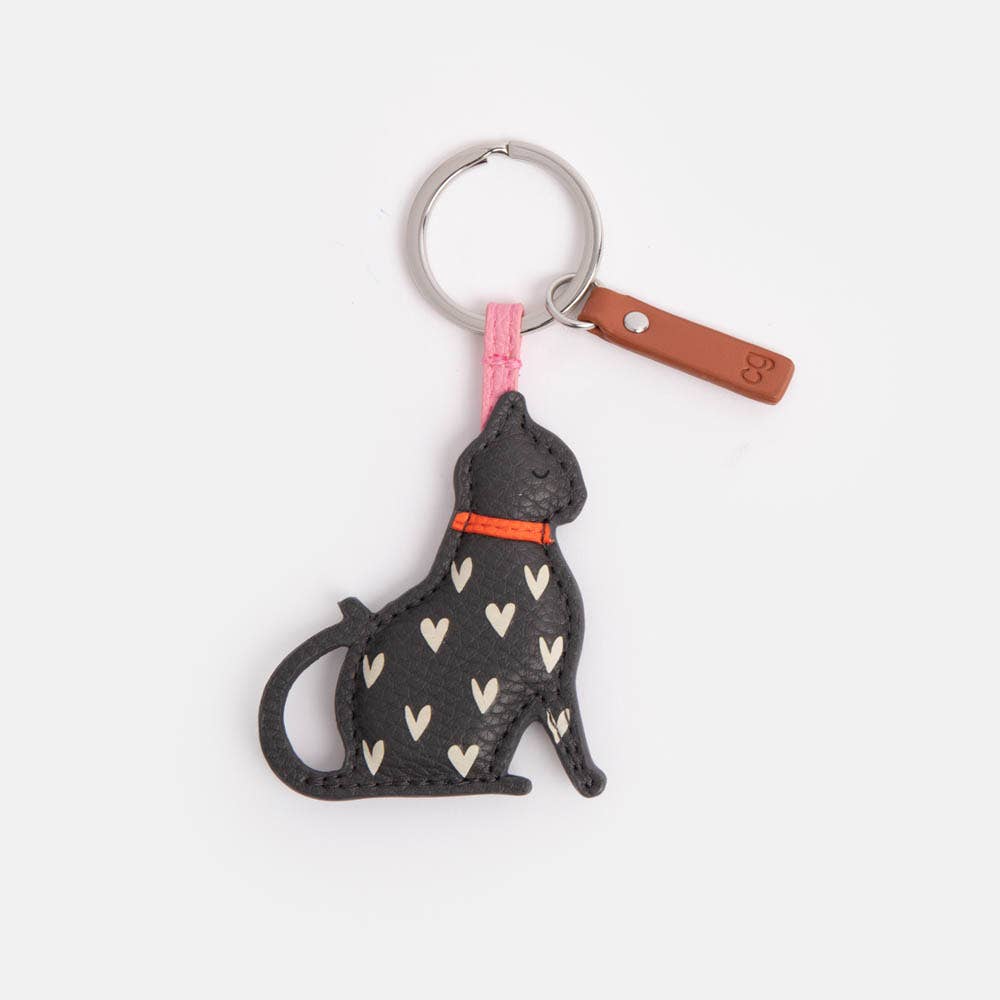 Porte-clés chat noir avec coeur - Caroline Gardner