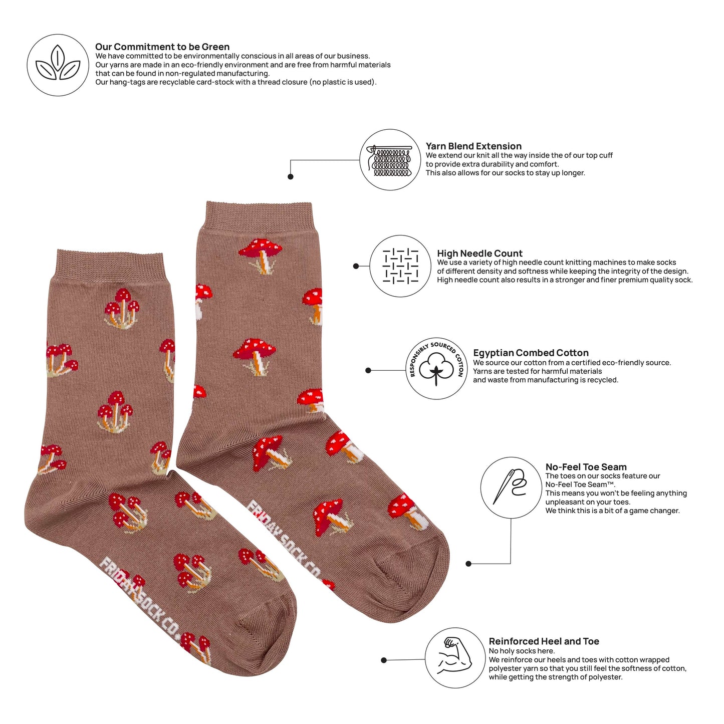 Chaussette 'Mushroom' Socks - Friday Sock Co.