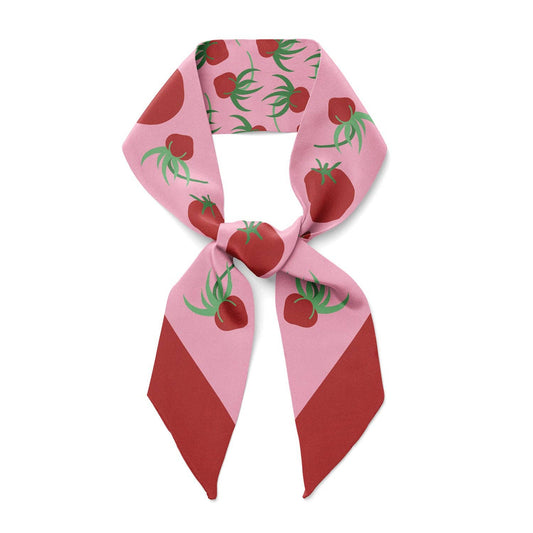 Foulard en soie 'TOMATOES' twilly Ribbon Silk Scarf - Centinelle