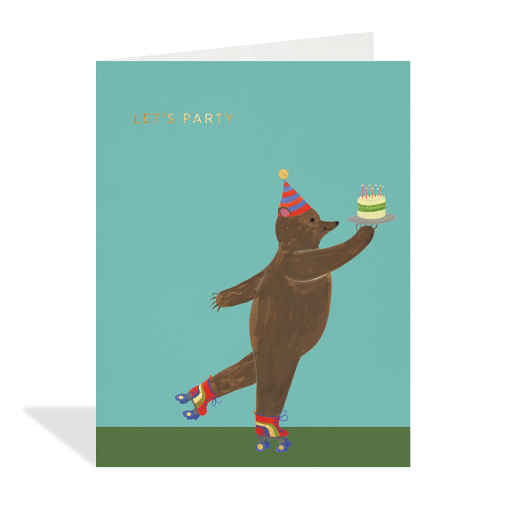 Carte de souhaits Roller Skating Bear - Halfpenny Postage -