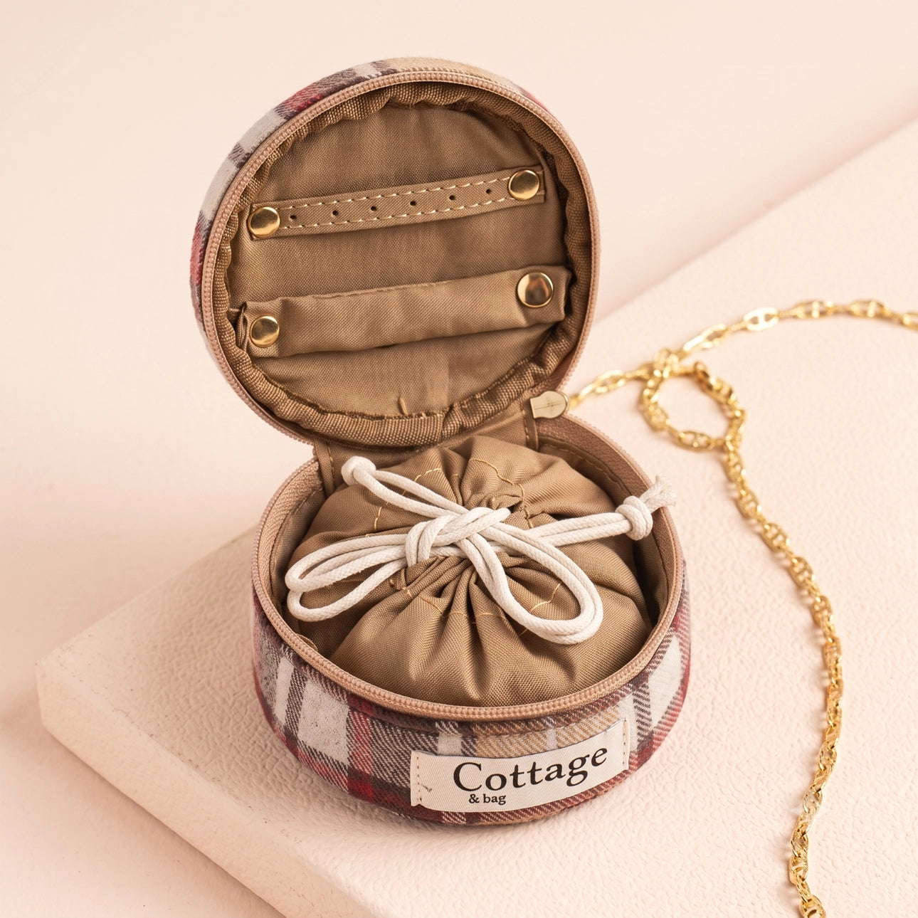 Boite à bijoux ronde en coton - Royal marais