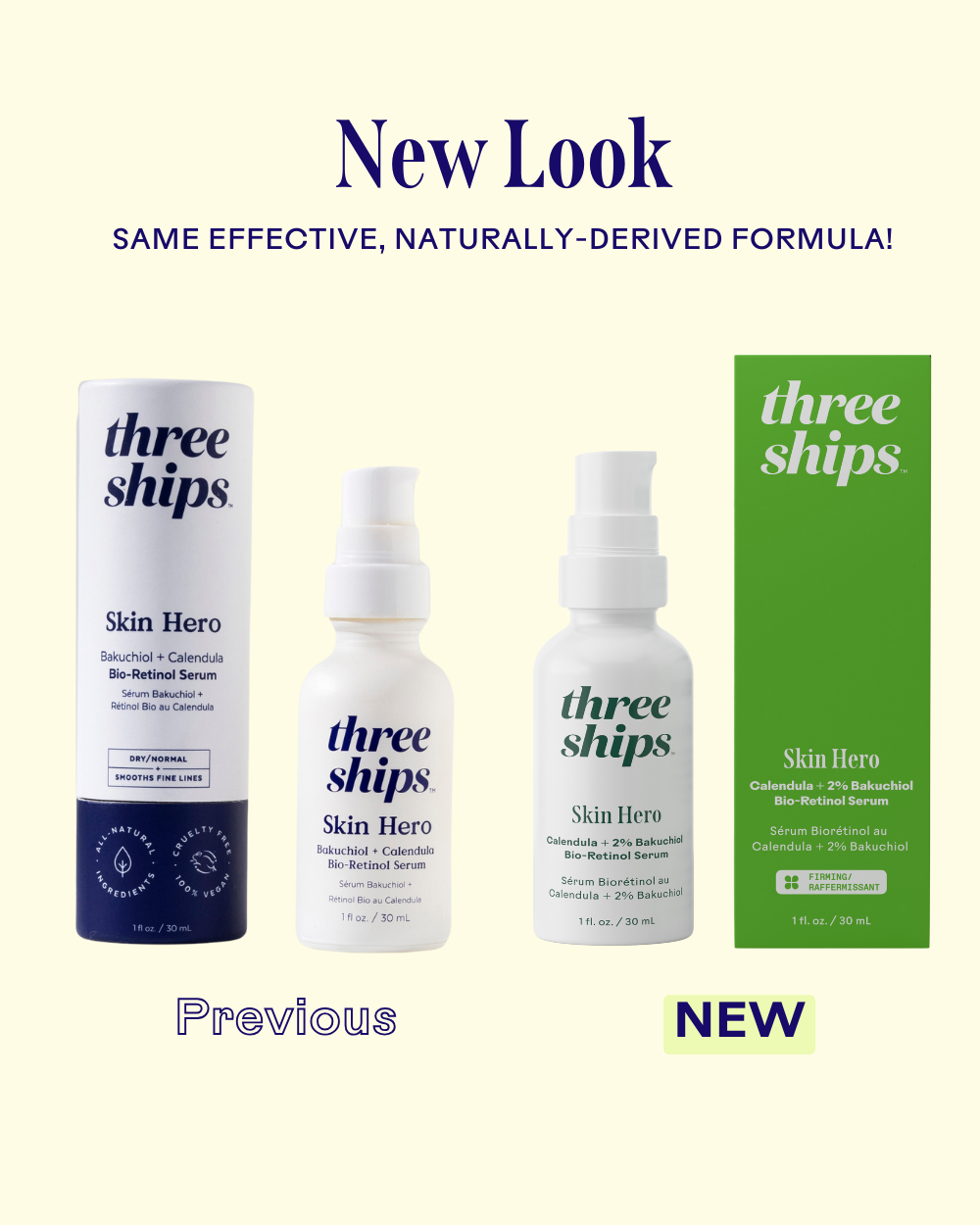 Skin Hero Sérum à base de Calendula + 2% de Bakuchiol Bio-Rétinol - Three Ships