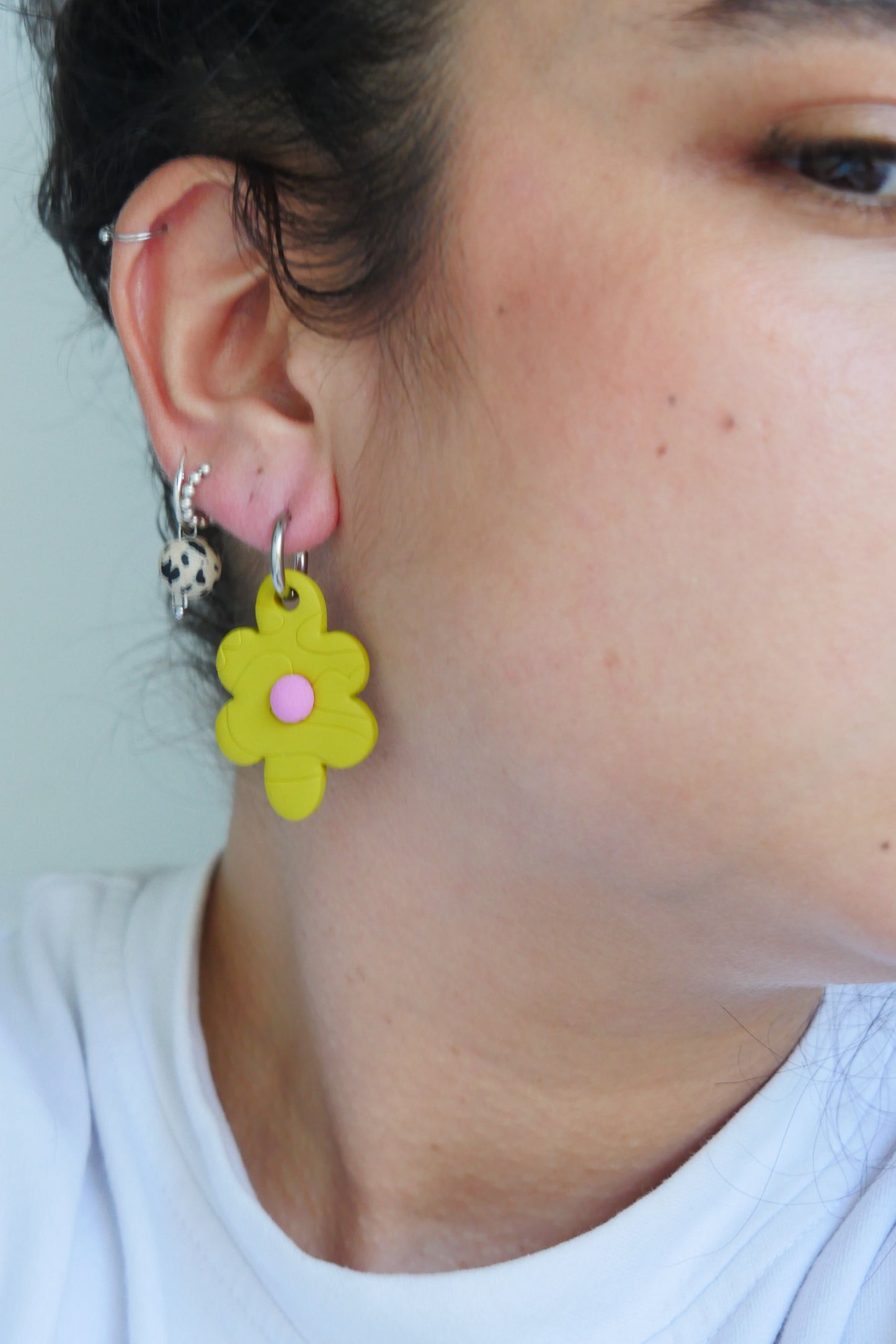 Boucles Fleurs vertes D18 - Collection Cléo - Crocodile agile