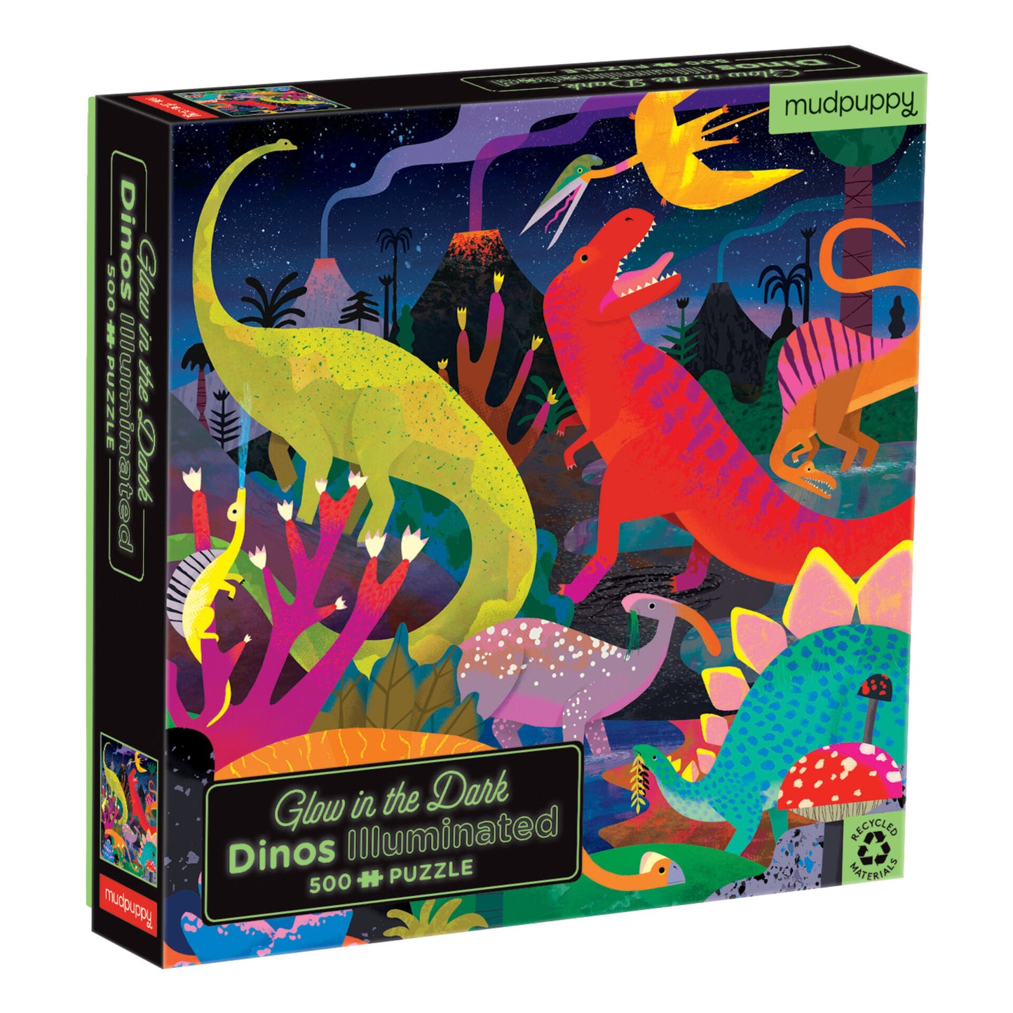 Puzzle Dinosaures 500 morceaux Glow in the Dark - Mudpuppy