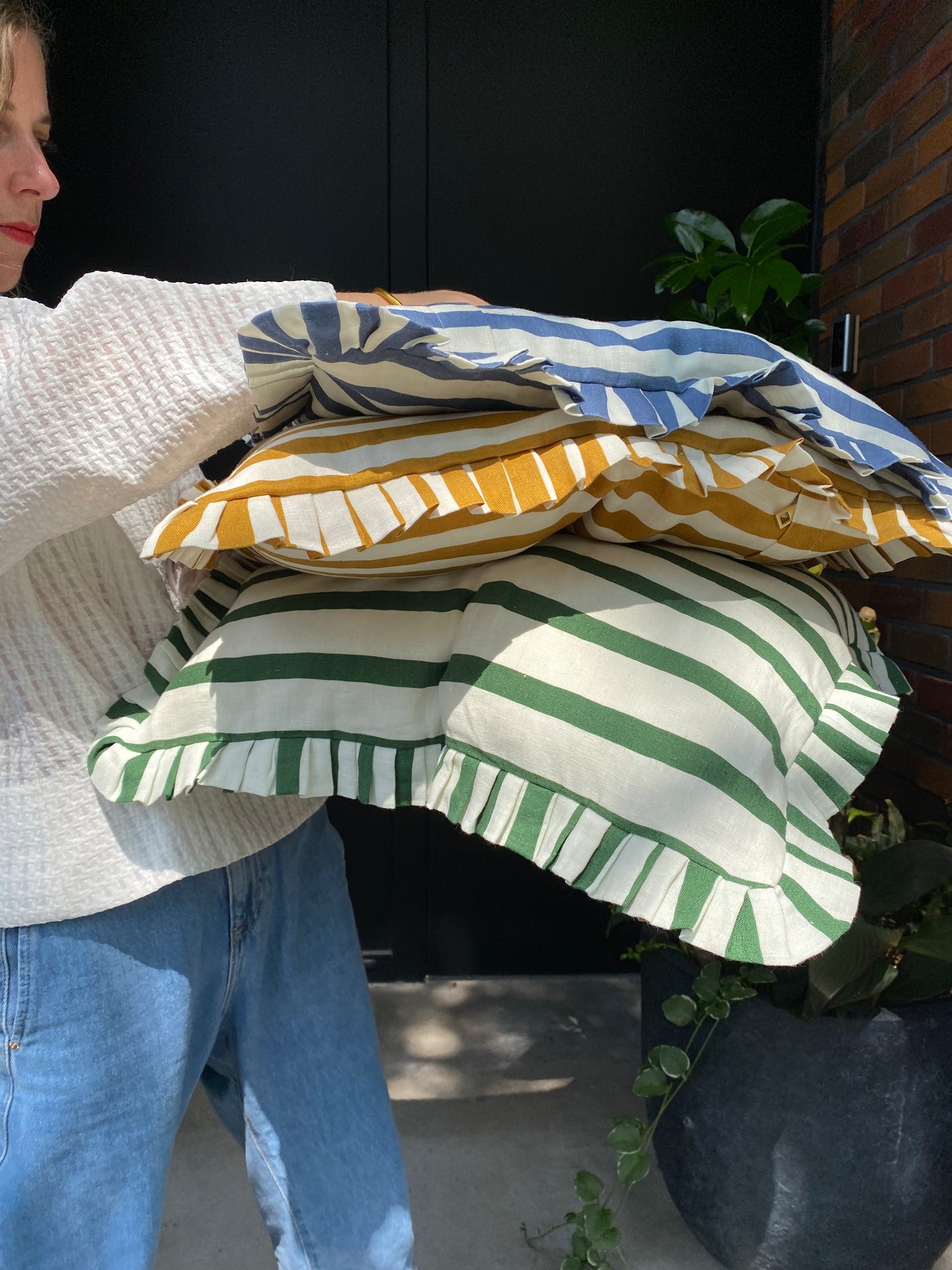 Coussin rayé en lin - TPC