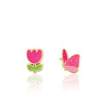 Boucles d'oreilles à tiges oreilles percées en émail - Girl Nation