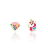 Boucles d'oreilles à tiges oreilles percées en émail - Girl Nation