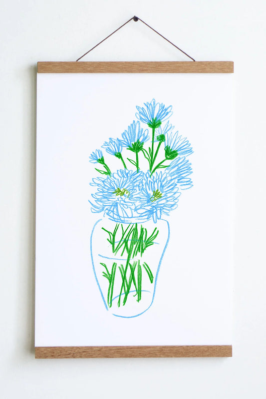 Affiche vase fleurs - Stay home club