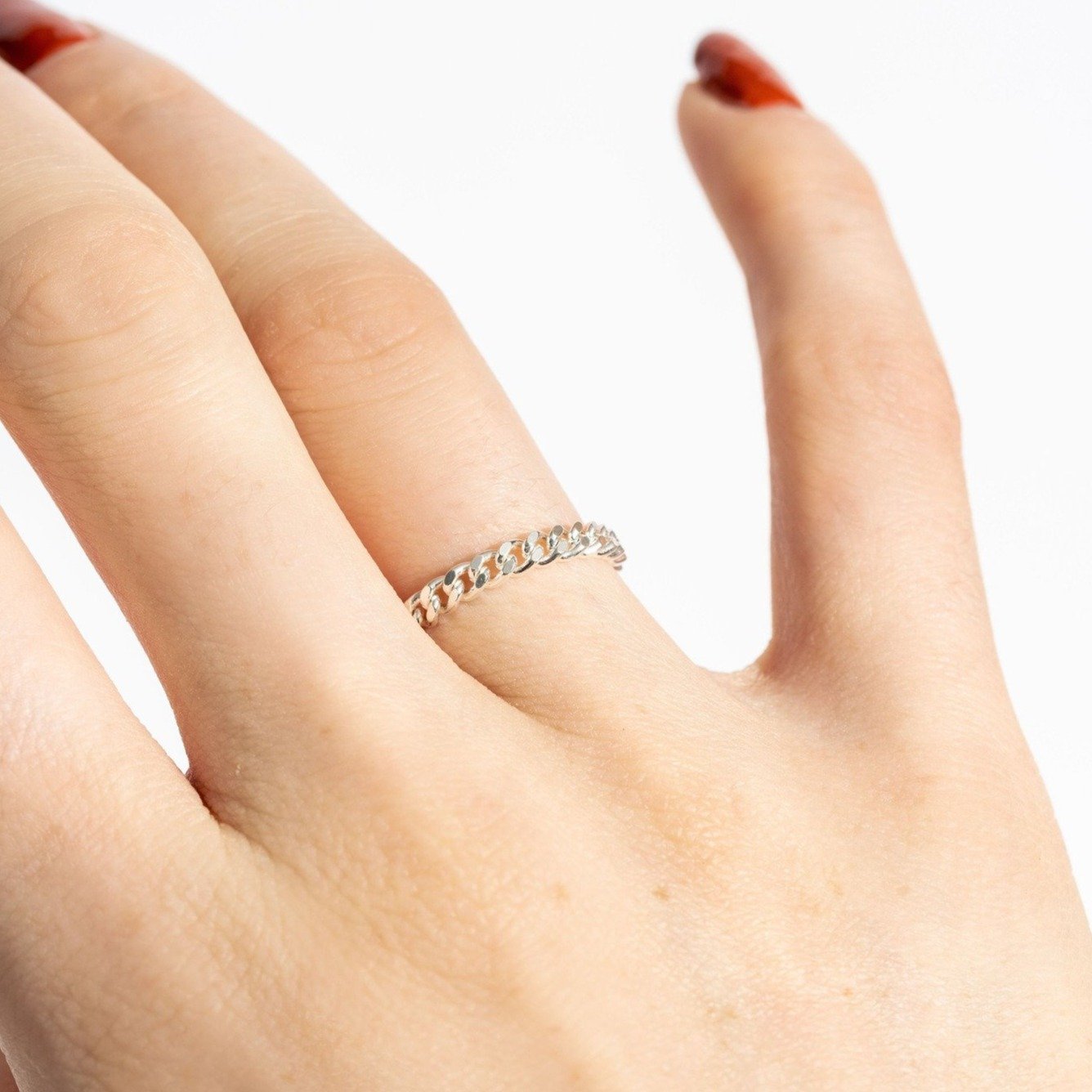 Bague chaîne argent à $49 de 2 mm - Plum