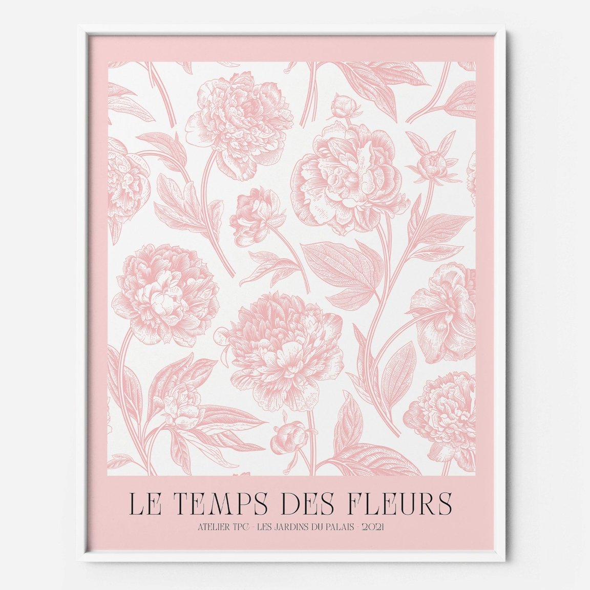 Illustration encadrée TPC Pivoines roses - The Printable Concept
