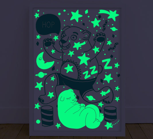 Affiche phosphorescente Grizzly - Omy Maison